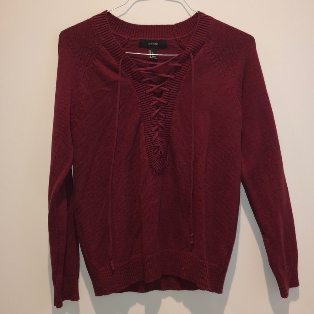 Lace-up Sweate